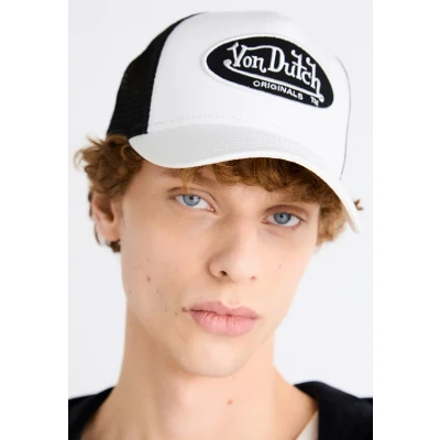 Image of Von Dutch Trucker Boston Unisex Cap, Size: One Size, White/black