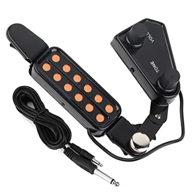 Image of 12 hole guitar Pickup, Magnetic Pickup Transducer with Volume Tone Tuner Kit, for most acoustic sound and string