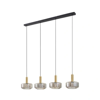 Image of Lindby pendant light Hildur, 4 bulb, smoke grey, glass