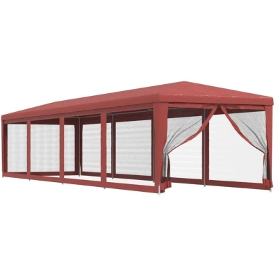 Image of vidaXL Party Tent with 10 Mesh Sidewalls Red 3x12 m HDPE