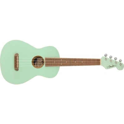 Image of Fender Avalon Tenor Ukulele for Adults and Kids, Basswood Construction, Walnut Fingerboard, Classic Stratocaster Headstock, in Surf Green
