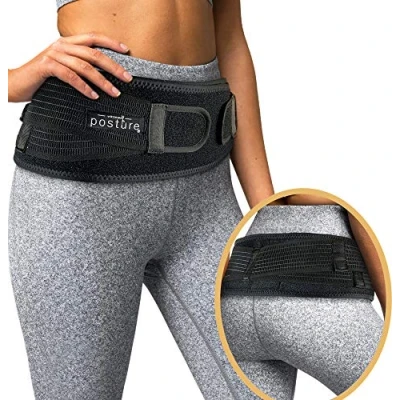 Image of Vriksasana Posture Sacroiliac Hip Belt for Women and Men That Alleviates Sciatic, Pelvic, Lower Back, Leg Sacral Nerve Pain Caused by Si Joint Dysfunction (Black, Plus)