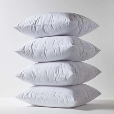 Image of HOMESCAPES Set of 4 Euro Size 60 x cm Terry Towelling Waterproof Pillow Protectors 100% Cotton Pile Top Breathable Hypoallergenic Washable Square Covers with Zip Closure