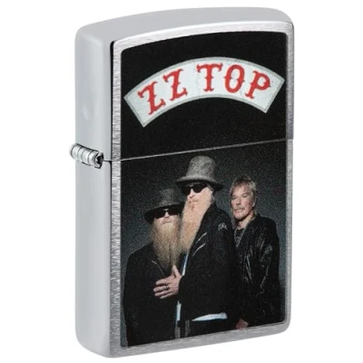 Image of Zippo Windproof Lighter Flame Logo White Matte Finish Refillable for Lifetime Use Adjustable Gift Box Metal Construction Made in USA, One Box, Brushed Chrome