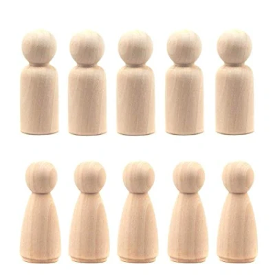 Image of LUUFAN 20Pcs Wooden Peg Doll, 65 mm Unfinished Female Male Plain Blank Bodies Angel Dolls For DIY Craft Wedding Party (Pack of 20)