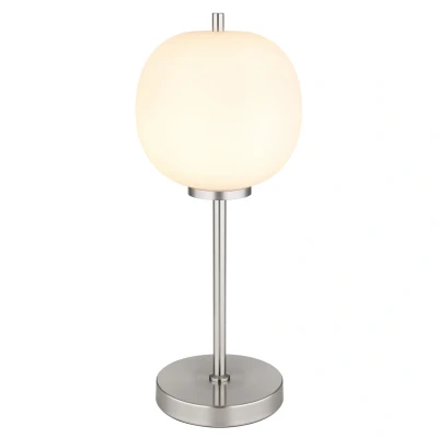 Image of Blacky I Globe Table Lamp Nickel Matt Opal Glass Shade 1x E14
