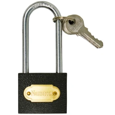 Image of Dapetz ® Solid Cast Iron Padlock 38mm 6mm Extra Long Hardened Steel Shackle Indoor Outdoor Safety Security Lock Includes 3 Keys.