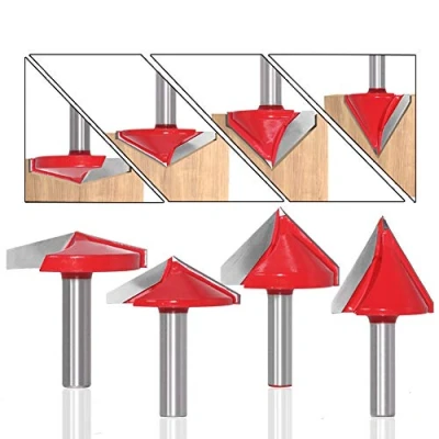 Image of BIGP 6PCS 8mm Shank 60 90 120 V Groove Router Bit Set, 3D Shape Woodworking Bevelling Cutter CNC Engraving