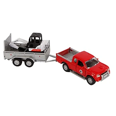 Image of Van Manen 520090 Pick Up with Trailer (Excavator Accessories Pull Back Drive Colour: Red)