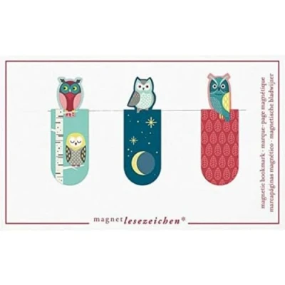 Image of Magnetic Bookmark Night Owls Set of 3 Charming Illustrated