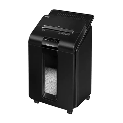 Image of Fellowes Paper Shredder for Home Office Use 100 Sheet Auto Feed, 10 Manual Feed Mini Cut AutoMax 100M Hybrid with Sleep Mode Feature &amp; 23L Bin Advanced Security P4, Black