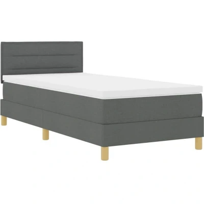 Image of vidaXL Box Spring Bed with Mattress Dark Grey 90x200 cm Fabric