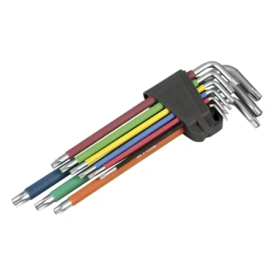 Image of alyco 193148 Torx Keys Set 9 of bola diamante imantadas extralargas CR V S2 in Stand Plastic 1.5 to 10