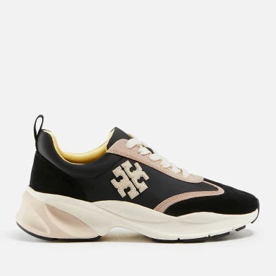 Image of Tory Burch Good Luck Nylon and Suede Running Style Trainers UK 3
