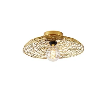 Image of Qazqa Oriental Ceiling Lamp I Flush Light Gold 40 cm Glan Suitable for LED E27 1 Steel Living Room Kitchen Bedroom