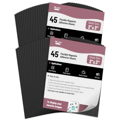 Image of Mr. Pen Adhesive Magnetic Sheets, 2&quot; x 3&quot;, 45 Pack, Sheet, Paper, Magnet Paper Sheets with Backing, Flexible Photo Magnets, Sheet