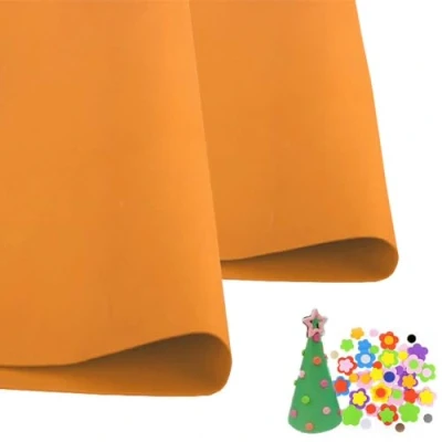 Image of 2 Pcs Orange EVA Foam Sheets Cosplay 1mm Thick 50x50cm Papers for Arts Crafts DIY Project