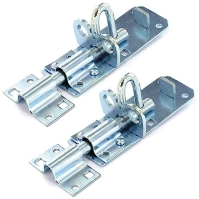 Image of Brenton PAD Bolt x2 Black Powder Coat or Zinc Gate Lock Slide Shed Door 4&quot; 6&quot; 8&quot; (Bright Plated, 4&quot;)