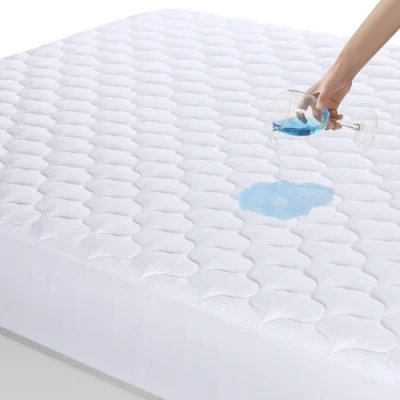 Image of Utopia Bedding Quilted Fitted Waterproof Mattress Protector, Machine Washable Cover Stretches up to 38 CM Deep (White, Super King 180x200cm)