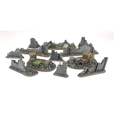 Image of War World Gaming Torn City Rubble and Barricade Kit 28mm Heroic Scale Wargaming Terrain Model Diorama Scenery Wargame 40K Necromunda Tabletop Battle Destroyed