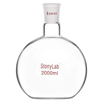Image of stonylab Heavy Wall Single Neck Borosilicate Glass Flat Bottom Boiling Flask, with 29/42 Standard Taper Outer Joint, 2000ml