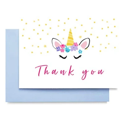 Image of Huxters Unicorn Thank you cards Postcard Style Includes Envelopes (Pack of 10)