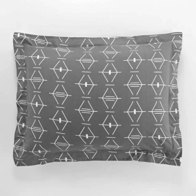 Image of douceur d&#039;intérieur, Flat Ruffle Pillowcase 50 x 70 cm Anthracite, 100% Cotton, Aristide