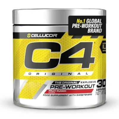 Image of C4 Original Beta Alanine Sports Nutrition Bulk Pre Workout Powder for Men &amp; Women Best Energy Drink Supplements Creatine Monohydrate Fruit Punch 30 Servings