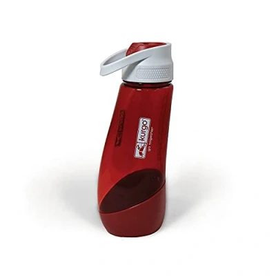 Image of Kurgo Gourd Water Bottle &amp; Bowl, 2 in 1 Dog Travel Bottle, Detachable BPA Free, Holds 750 ml, Barn Red