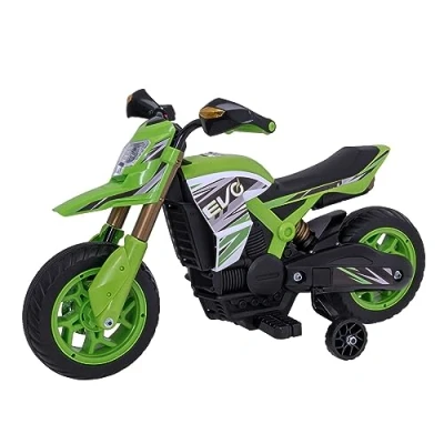 Image of EVO Electric Ride On Rally Bike 6v Battery Powered Motocross Pit Headlights, Footrest, Removeable Stabilisers Riding Vehicle For Kids Ages 3 Years +
