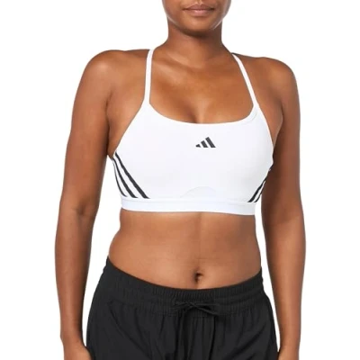 Image of adidas Women Aeroreact Training Light Support Sports Bra, SCD White/Black
