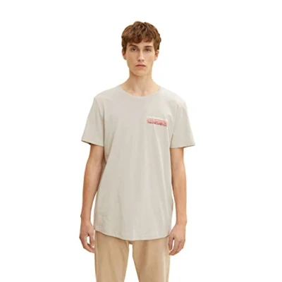 Image of TOM TAILOR Denim Men&#039;s T Shirt with Back Print 1033025, 11754 Light Dove Grey, XS