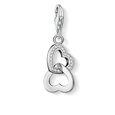 Image of Thomas Sabo Women Charm Pendant Hearts Zirconia Club 925 Sterling Silver 0863 051 14