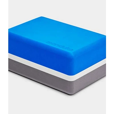 Image of Manduka Recycled Foam Yoga Block High Density EVA Brick Pilates Ergonomic Support for Stability, Comfort and Balance in Any Pose (Be Bold Blue)