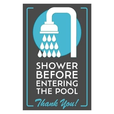 Image of Shower before entering the pool thank you vertical sign 1mm flexible Plastic (200mm x 150mm)