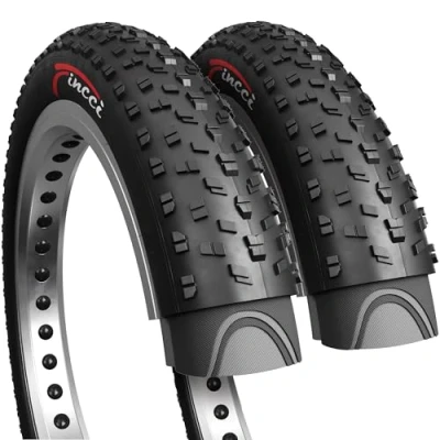 Image of Fincci Pair 26 x 4.0 Inch 100 559 Foldable Fat Tyres for Road Mountain MTB Mud Dirt Offroad Bike Bicycle (Pack of 2)