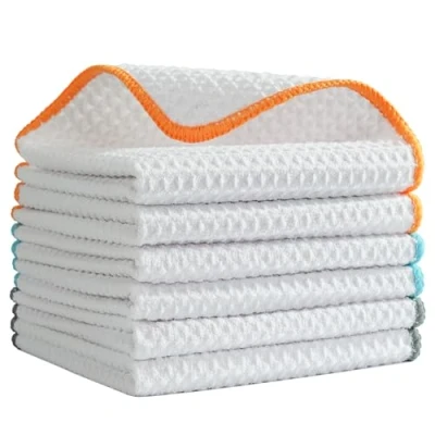 Image of POLYTE Ultra Premium Microfibre Kitchen Dish Cloth Waffle Weave, 6 Pack (30x30 cm, White)