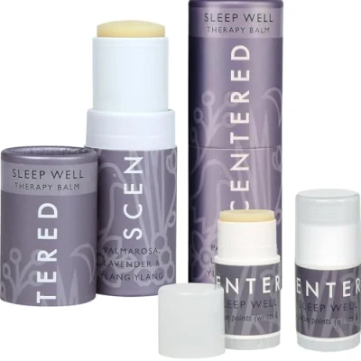 Image of Scentered Sleep Well Aromatherapy Balm Saver Bundle 2 x 5g Balms &amp; Mini Travel for Restful Lavender, Clove, Rose, Chamomile, Ylang Essential Oils Relaxing Gifts Women