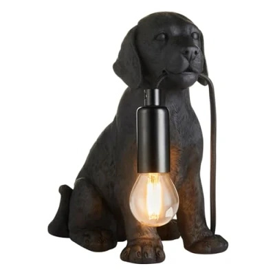 Image of Labrador Puppy Table Lamp Matt Black, 1x E14
