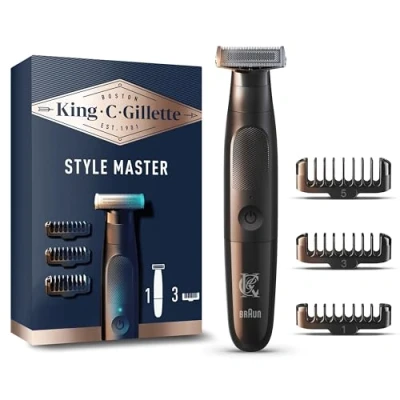 Image of King C. Gillette Style Master, Beard Trimmer, Stubble Trimmer &amp; Electric Shaver with One 4D Blade, Razor for Men 3 Comb Attachments
