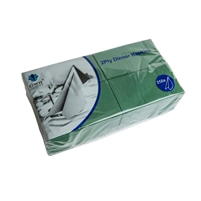 Image of We Can Source It Ltd Paper Napkin Serviettes/Tissues Soft 2 Ply 40cm Dinner 8 Fold (Rectangular) Dark Green 500 Napkins (2Pack)