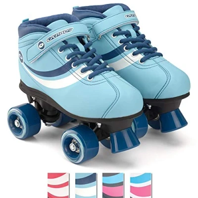 Image of Osprey Disco Quad Roller Skates for Adults and Kids, Retro Boots with ABEC 7 Bearings, UK ADULT 1/EU 33, Blue