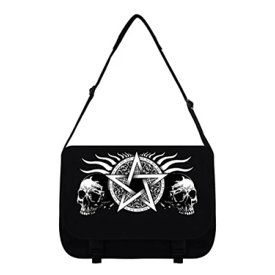 Image of Skull Pentagram Messenger Bag Black 38x33x11cm