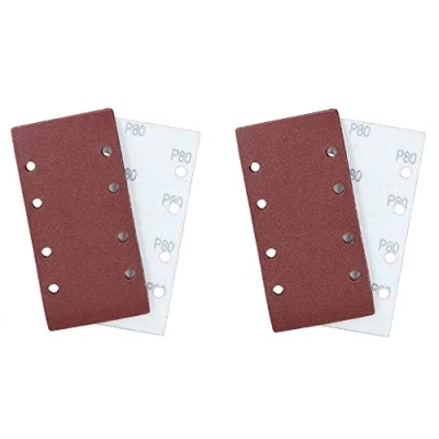 Image of Hook/Loop 1/3 Sheet Sanding Sander Sandpaper Pads 20 Pack 80 Grit