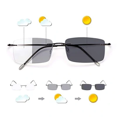 Image of Photochromic Progressive Multifocus Transition Reading Glasses Blue Light Blocking Multifocal Computer Sun Readers Eyeglasses Anti Glare Eye Strain Lightweight UV400 Sunglasses Eyewear for Men Women