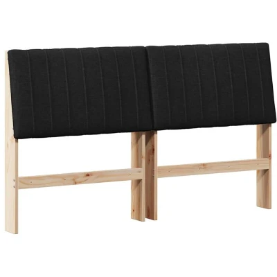 Image of vidaXL Upholstered Headboard Black 160 cm Solid Pine Wood