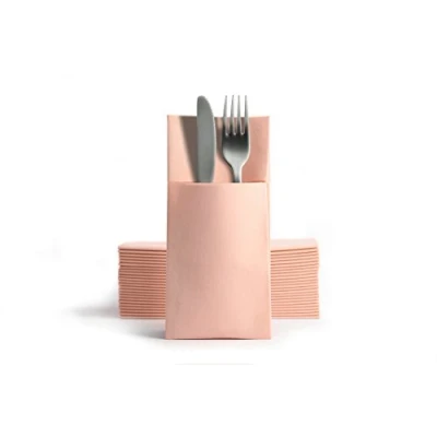 Image of Alvotex Chic Airlaid 50 Cutlery Napkins Pockets, Fabric Like, Disposable Napkin, 39 x 40 cm, Pink