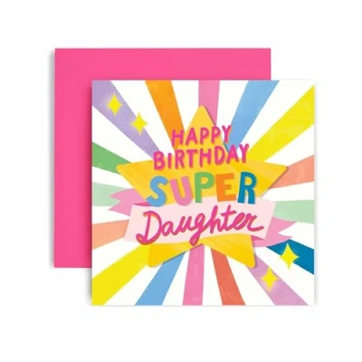Image of Huxters Happy Birthday Card for Daughter Her Super Star Pastel Gift 14.8cm (Daughter Birthday)