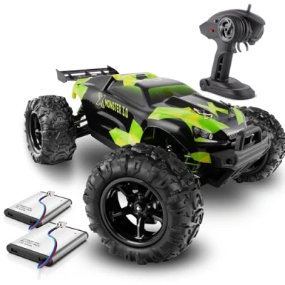 Image of Overmax X Monster Remote control car RC with 2 Batteries Truck Speed up to 45km/h Range 100 meters Full 4x4 Traction 40 Minutes of fun without charging USB Cabel LED Lights Solid body