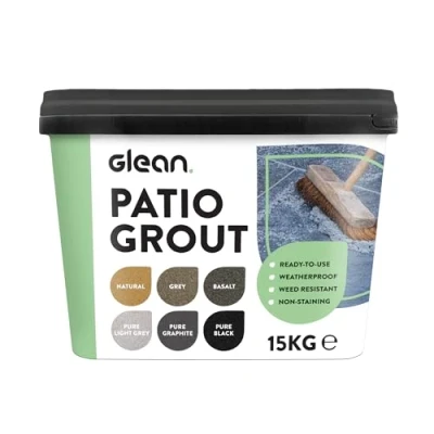 Image of GLEAN Patio Grout BASALT 15kg 20m² Coverage Jointing Compound Brush In For Paving Patios &amp; Block Self Setting All Weather Application